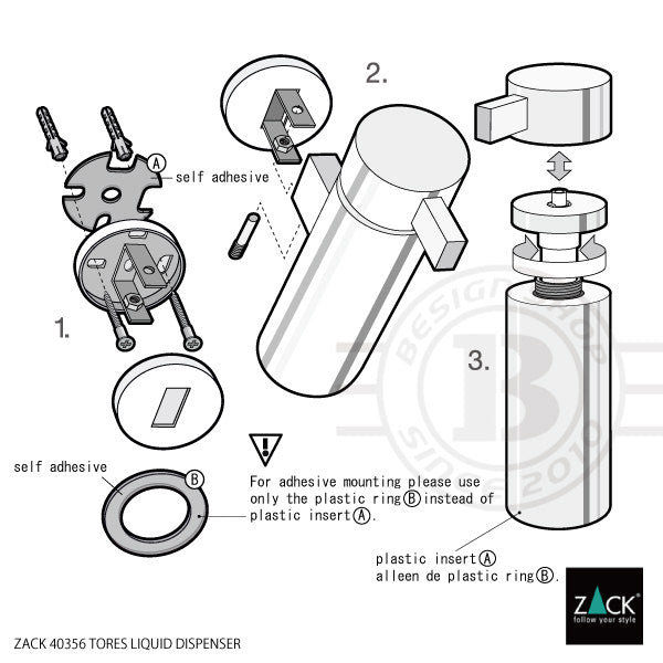 ZACK 40356 TORES ドイツZACK社製モダンデザインのリキッドディスペンサー 壁付けタイプ DIY HL [在庫有り]H1