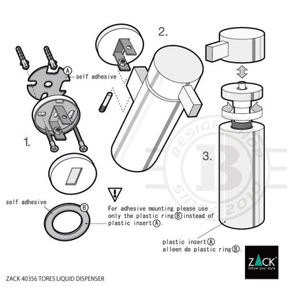 ZACK 40356 TORES ドイツZACK社製モダンデザインのリキッドディスペンサー 壁付けタイプ DIY HL [在庫有り]H1