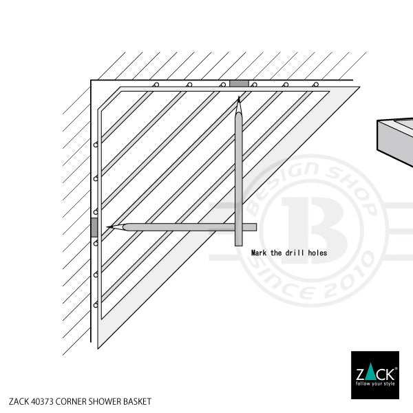 ZACK 40373 LINEA ドイツZACK社製モダンデザインのシャワーバスケット(コーナー用) 壁付けタイプ DIY HL [在庫有り]H1