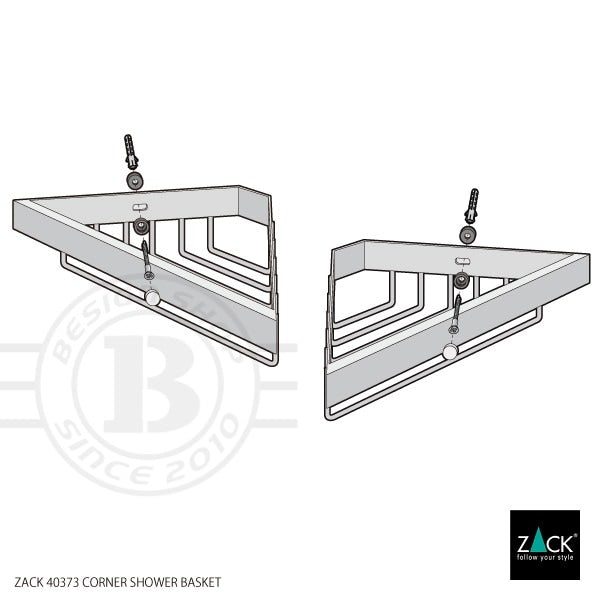ZACK 40373 LINEA ドイツZACK社製モダンデザインのシャワーバスケット(コーナー用) 壁付けタイプ DIY HL [在庫有り]H1