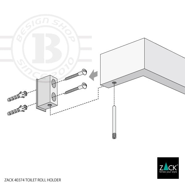 [サンプル品] ZACK 40374 LINEA ドイツZACK社製　モダンデザインのトイレットペーパーホルダー 壁付けタイプ DIY HL [在庫有り]