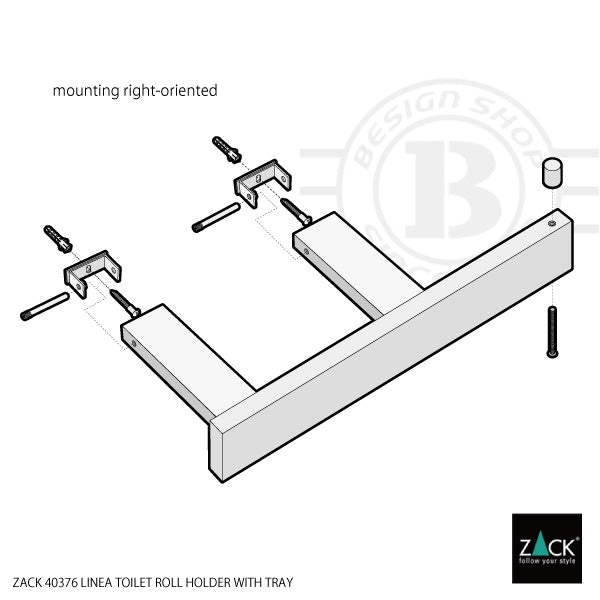 ZACK 40376 LINEA ドイツZACK社製モダンデザインのトイレットペーパーホルダー(トレイ付き) 壁付けタイプ DIY HL [在庫有り]H1