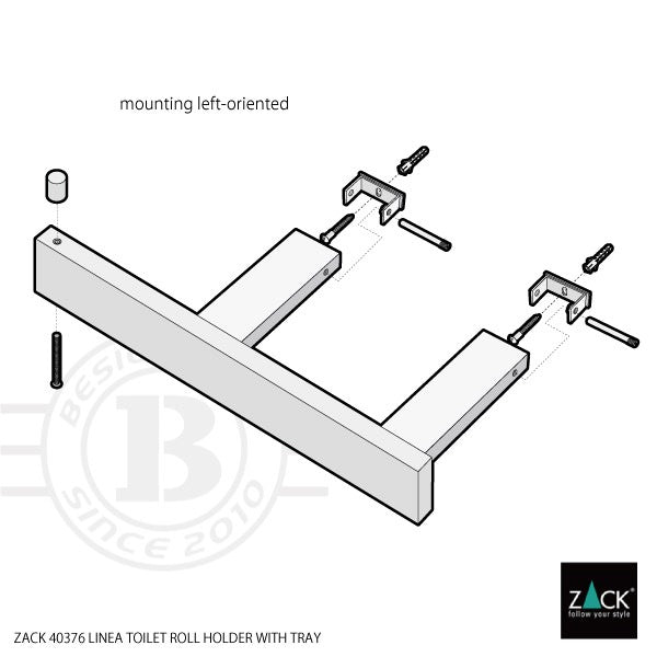 ZACK 40376 LINEA ドイツZACK社製モダンデザインのトイレットペーパーホルダー(トレイ付き) 壁付けタイプ DIY HL [在庫有り]H1