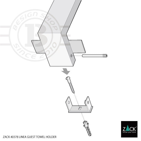 ZACK 40378 LINEA ドイツZACK社製モダンデザインのタオルホルダー 壁付けタイプ DIY HL [在庫有り]