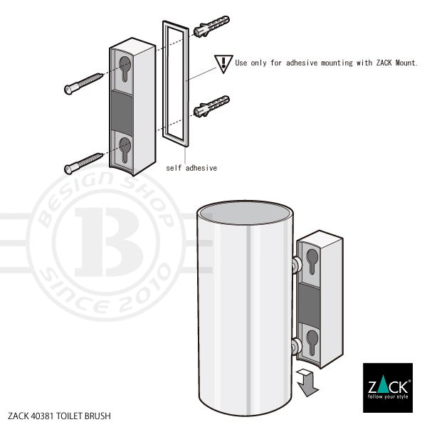 ZACK 40381 LINEA ドイツZACK社製モダンデザインのトイレブラシ 壁付けタイプ DIY HL [在庫有り]