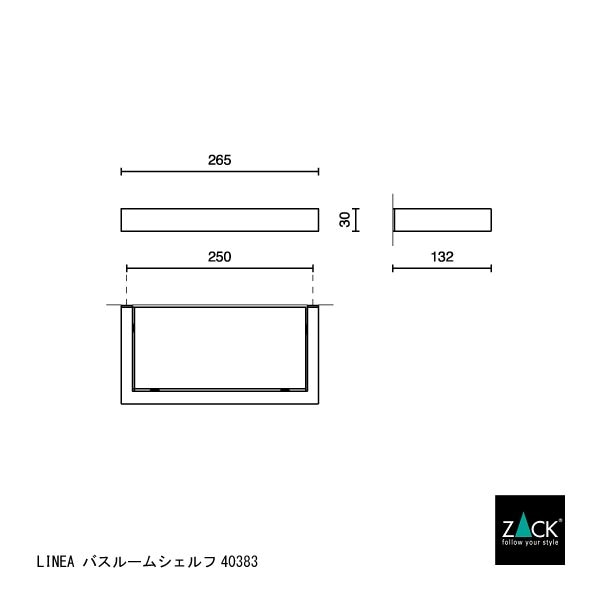ZACK 40383 LINEA ドイツZACK社製モダンデザインのバスルームシェルフ 壁付けタイプ DIY HL [お取寄せ] H2-76