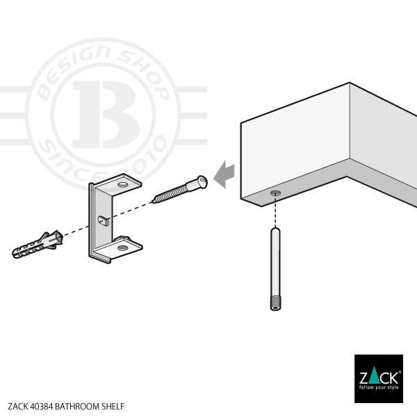 ZACK 40384 LINEA ドイツZACK社製モダンデザインのバスルームシェルフ 壁付けタイプ DIY HL [お取寄せ] H2-19