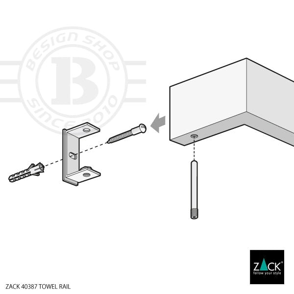 ZACK 40387 LINEA ドイツZACK社製モダンデザインのタオルレール 壁付けタイプ DIY HL [お取寄せ]