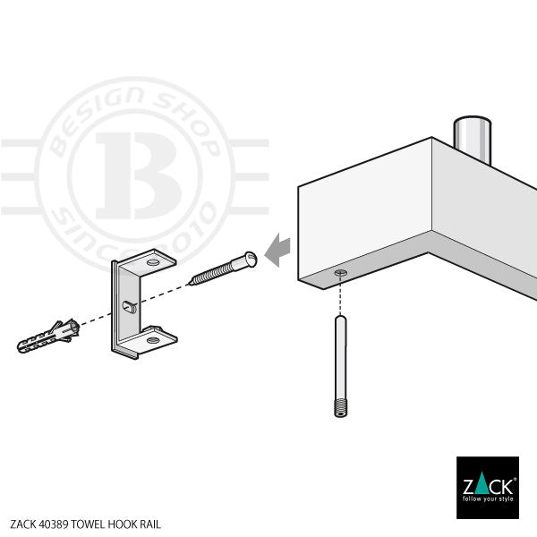 ZACK 40389 LINEA ドイツZACK社製モダンデザインのタオルフックレール 壁付けタイプ DIY HL [在庫有り]