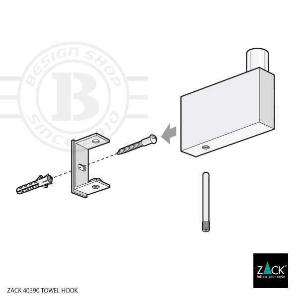 ZACK 40390 LINEA ドイツZACK社製モダンデザインのタオルフック 壁付けタイプ DIY HL [在庫有り]