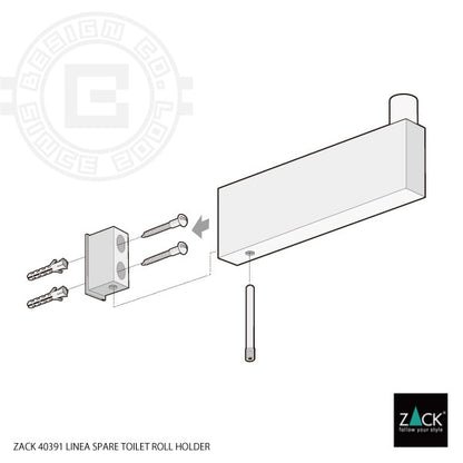 ZACK 40391 LINEA ドイツZACK社製モダンデザインのスペアトイレットペーパーホルダー 予備ロール 壁付けタイプ DIY HL [在庫有り]