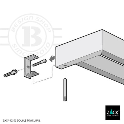 ZACK 40393 LINEA ドイツZACK社製モダンデザインのダブルタオルレール 壁付けタイプ DIY HL [在庫有り]