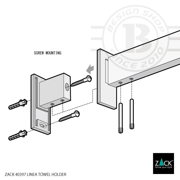 ZACK 40397 LINEA ドイツZACK社製モダンデザインのタオルホルダー 壁付けタイプ DIY HL [お取寄せ]