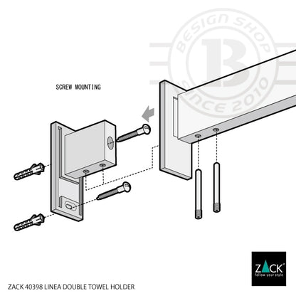 ZACK 40398 LINEA ドイツZACK社製モダンデザインのダブルタオルホルダー 壁付けタイプ DIY HL [在庫有り]H1