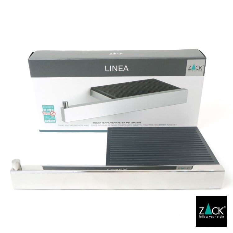 ZACK 40407 LINEA ドイツZACK社製モダンデザインのトイレットペーパーホルダー(トレイ付き) 壁付けタイプ DIY MP [在庫有り] H2-62