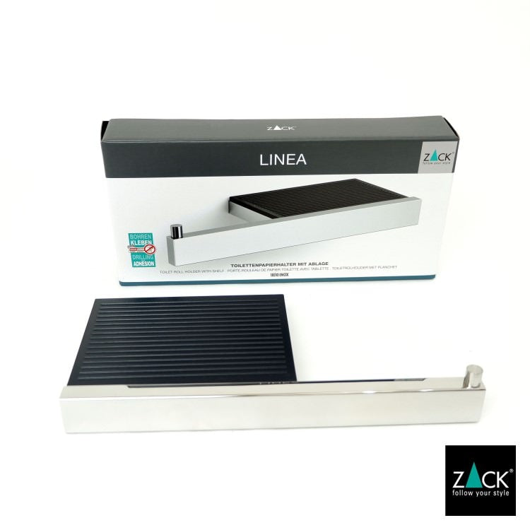 ZACK 40407 LINEA ドイツZACK社製モダンデザインのトイレットペーパーホルダー(トレイ付き) 壁付けタイプ DIY MP [在庫有り] H2-62