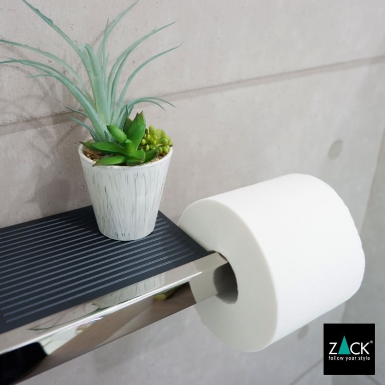 ZACK 40407 LINEA ドイツZACK社製モダンデザインのトイレットペーパーホルダー(トレイ付き) 壁付けタイプ DIY MP [在庫有り] H2-62