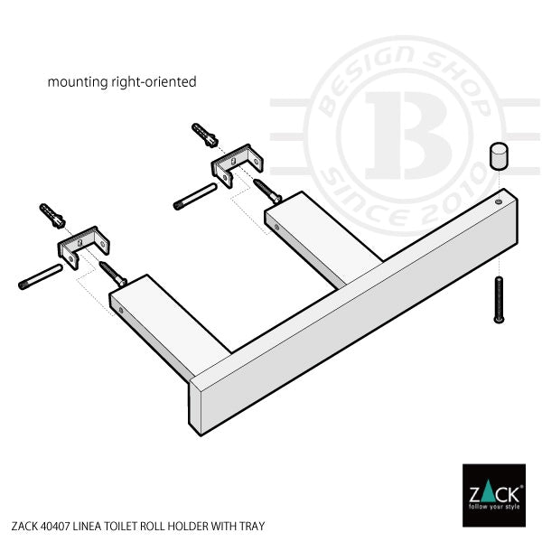 ZACK 40407 LINEA ドイツZACK社製モダンデザインのトイレットペーパーホルダー(トレイ付き) 壁付けタイプ DIY MP [在庫有り] H2-62