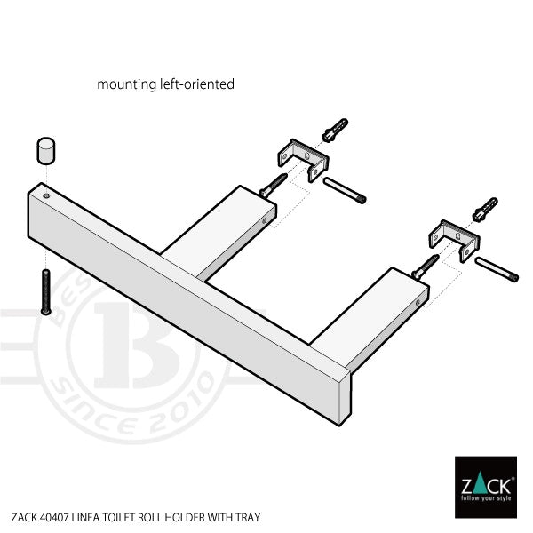 ZACK 40407 LINEA ドイツZACK社製モダンデザインのトイレットペーパーホルダー(トレイ付き) 壁付けタイプ DIY MP [在庫有り] H2-62