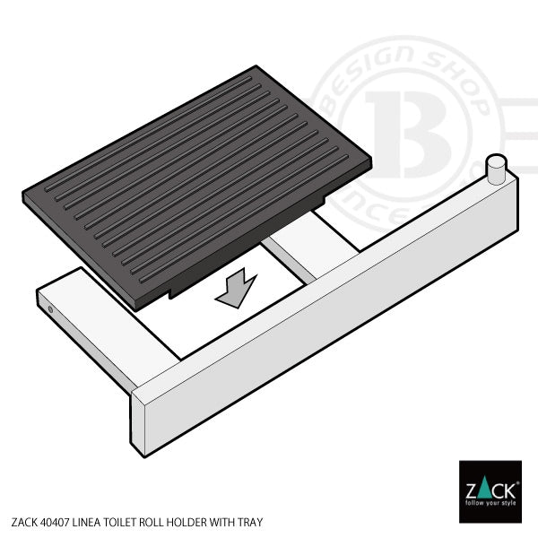ZACK 40407 LINEA ドイツZACK社製モダンデザインのトイレットペーパーホルダー(トレイ付き) 壁付けタイプ DIY MP [在庫有り] H2-62