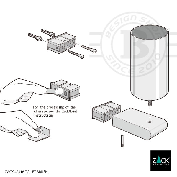 ZACK 40416 ATORE ドイツZACK社製モダンデザインのトイレブラシ 壁付けタイプ DIY HL [在庫有り]