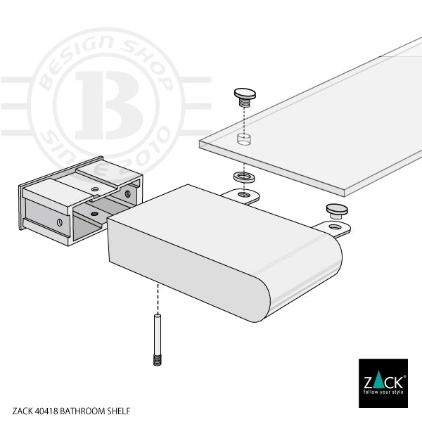 ZACK 40418 ATORE ドイツZACK社製モダンデザインのバスルームシェルフ 壁付けタイプ DIY HL [在庫有り]