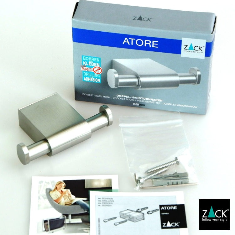 ZACK 40420 ATORE ドイツZACK社製モダンデザインのダブルタオルフック 壁付けタイプ DIY HL [在庫有り]H1