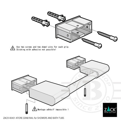 ZACK 40431 ATORE ドイツZACK社製モダンデザインのバス用レール(手すり) 壁付けタイプ DIY HL [お取寄せ]