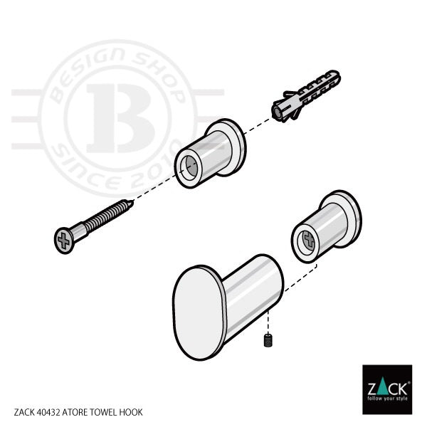 ZACK 40432 ATORE ドイツZACK社製モダンデザインのタオルフック 壁付けタイプ DIY HL [在庫有り]