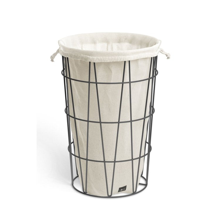 ZACK 40437F SATONE ドイツZACK社製モダンデザインのランドリーバスケット シッタブル マットブラック インナーバッグ・リッド付き [お取寄せ]