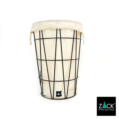 ZACK 40437F SATONE ドイツZACK社製モダンデザインのランドリーバスケット シッタブル マットブラック インナーバッグ・リッド付き [お取寄せ]