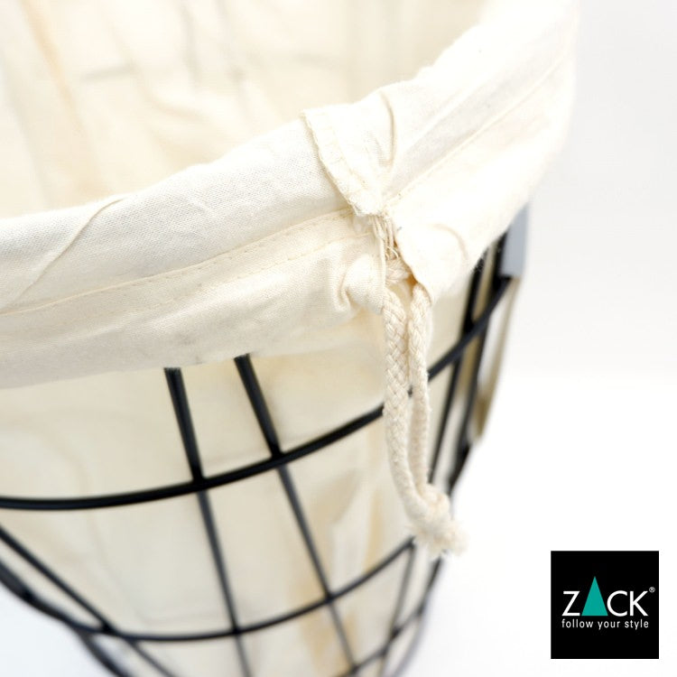 ZACK 40437F SATONE ドイツZACK社製モダンデザインのランドリーバスケット シッタブル マットブラック インナーバッグ・リッド付き [お取寄せ]