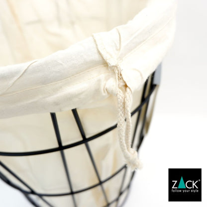 ZACK 40437F SATONE ドイツZACK社製モダンデザインのランドリーバスケット シッタブル マットブラック インナーバッグ・リッド付き [お取寄せ]