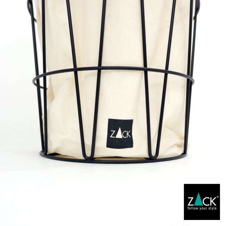 ZACK 40437F SATONE ドイツZACK社製モダンデザインのランドリーバスケット シッタブル マットブラック インナーバッグ・リッド付き [お取寄せ]