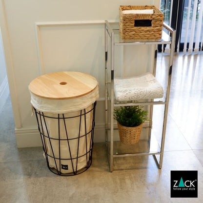 ZACK 40437F SATONE ドイツZACK社製モダンデザインのランドリーバスケット シッタブル マットブラック インナーバッグ・リッド付き [お取寄せ]