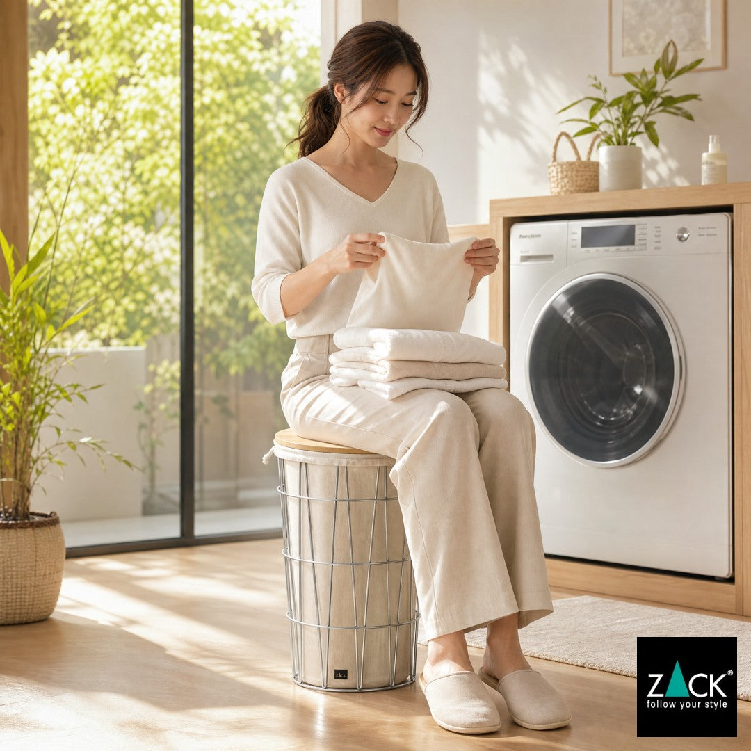 ZACK 40440F SATONE ドイツZACK社製の座れるランドリーバスケット シッタブル インナーバッグ・リッド付き HL [お取寄せ]