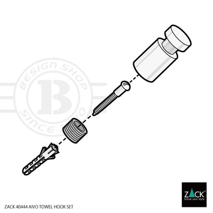 ZACK 40444 AIVO ドイツZACK社製モダンデザインのタオルフックS マットブラック 2個セット 壁付けタイプ DIY [在庫有り]