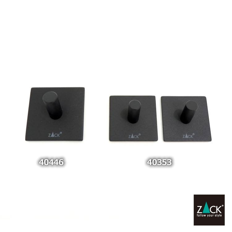 ZACK 40446 DUPLO ドイツZACK社製モダンデザインのタオルフック マットブラック(スクエア) (3個セット)