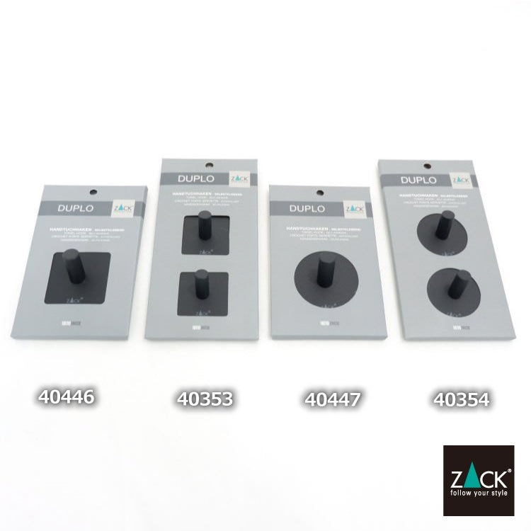 ZACK 40446 DUPLO ドイツZACK社製モダンデザインのタオルフック マットブラック(スクエア) (3個セット)