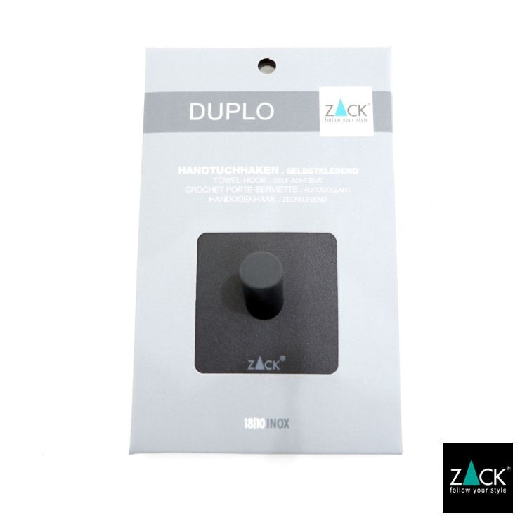ZACK 40446 DUPLO ドイツZACK社製モダンデザインのタオルフック マットブラック(スクエア) [業務用(60個セット)]