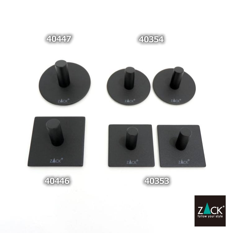 ZACK 40447 DUPLO ドイツZACK社製モダンデザインのタオルフック マットブラック(ラウンド) (3個セット)