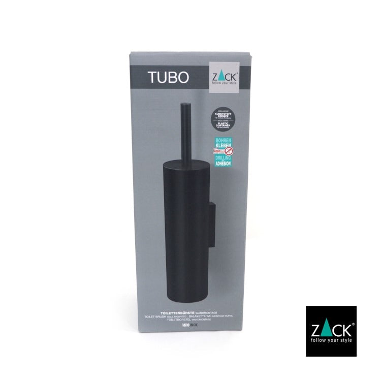 [サンプル品] ZACK 40448 TUBO ドイツZACK社製モダンデザインのトイレブラシ マットブラック 壁付けタイプ DIY [在庫有り]