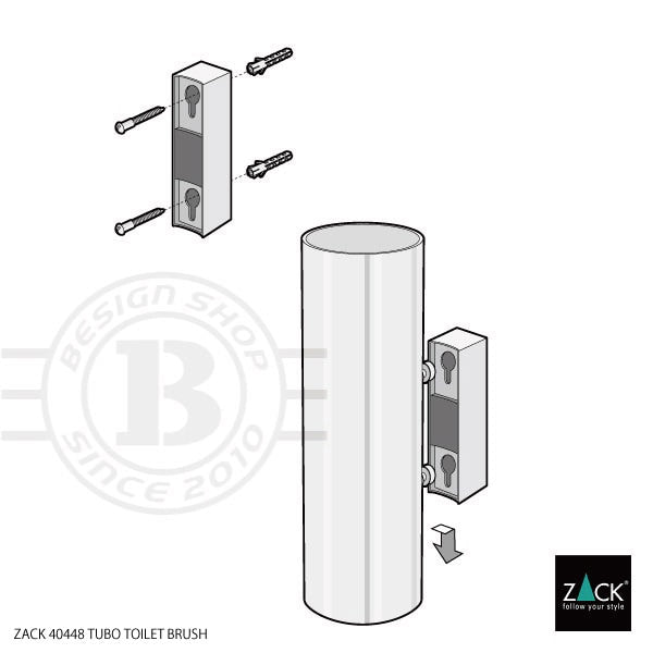 [サンプル品] ZACK 40448 TUBO ドイツZACK社製モダンデザインのトイレブラシ マットブラック 壁付けタイプ DIY [在庫有り]