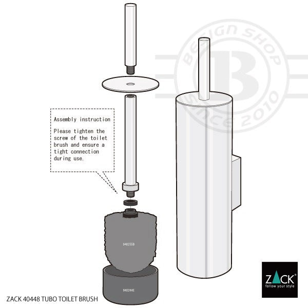 [サンプル品] ZACK 40448 TUBO ドイツZACK社製モダンデザインのトイレブラシ マットブラック 壁付けタイプ DIY [在庫有り]
