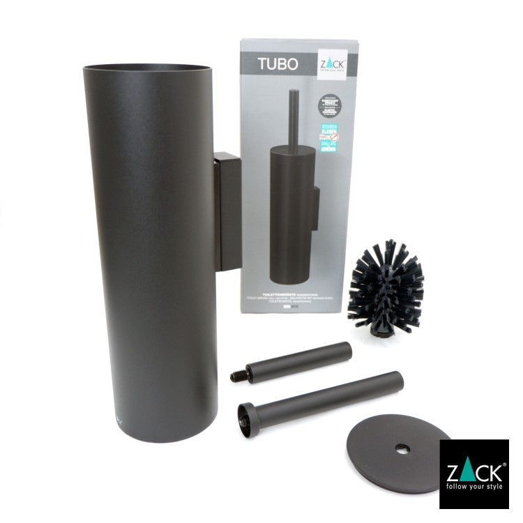 ZACK 40448 TUBO ドイツZACK社製モダンデザインのトイレブラシ マットブラック 壁付けタイプ DIY [在庫有り] H2-59