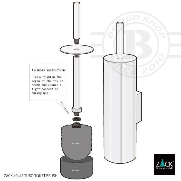 ZACK 40448 TUBO ドイツZACK社製モダンデザインのトイレブラシ マットブラック 壁付けタイプ DIY [在庫有り] H2-59
