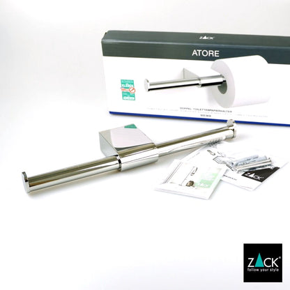 ZACK 40452 ATORE ドイツZACK社製モダンデザインのダブルトイレットペーパーホルダー 壁付けタイプ DIY MP [在庫有り]H1