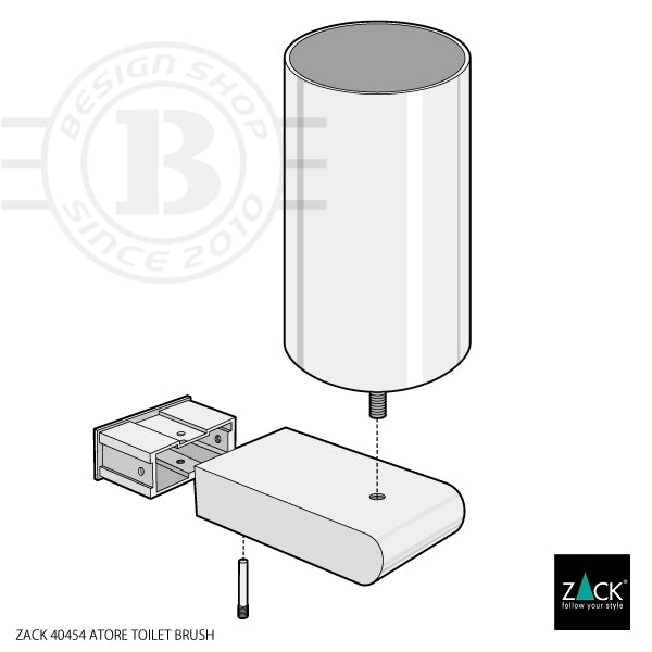 ZACK 40454 ATORE ドイツZACK社製モダンデザインのトイレブラシ 壁付けタイプ DIY MP [在庫有り] H2-96