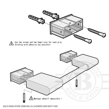 ZACK 40469 ATORE ドイツZACK社製モダンデザインのバス用レール(手すり) 壁付けタイプ DIY MP [在庫有り]H1