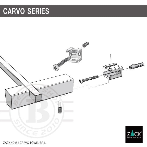 ZACK 40482 CARVO ドイツZACK社製モダンデザインのタオルレール65.8cm 壁付けタイプ DIY HL [在庫有り] H2-7